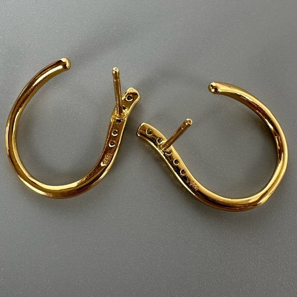 14k Gold Vermeil Curved Open Earrings - Picture 10 of 15